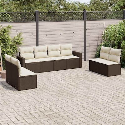 vidaXL Garden Sofa Set Brown PE rattan Large Modular Garden Sofa Set - 24.4 x 25.8 x 27.2