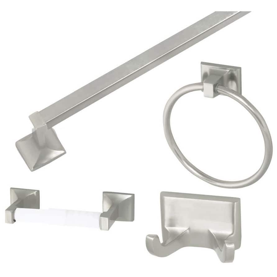 Design House Bathroom Accessory Set with 24" Towel Bar, Towel Ring,