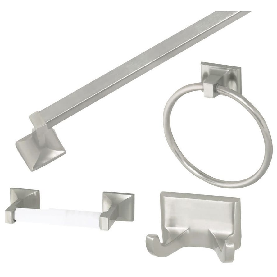 Design House Bathroom Accessory Set with 24" Towel Bar, Towel Ring,