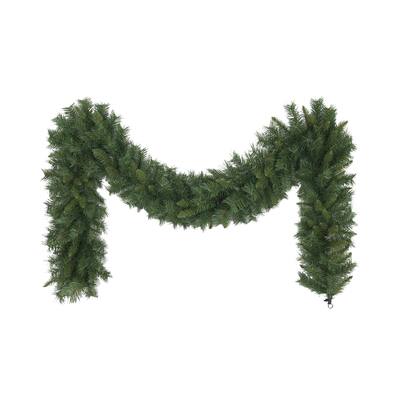 Puleo International 9 ft x 10" Round Valley Pine Garland 220 Tips - Green - 9.8