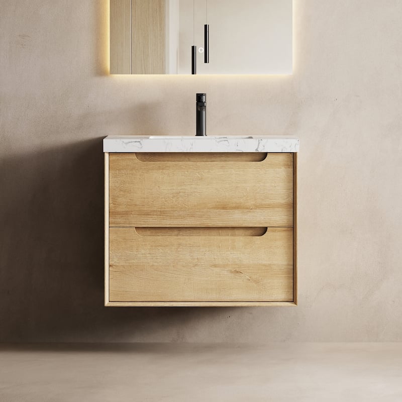 Prismis 24" 30" Wall-Mount Premium Bathroom Vanity with Upgraded Top - 30 in. Vanity