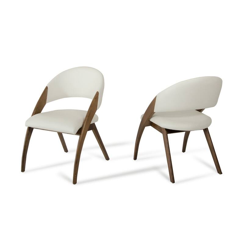 HomeRoots Set of Two Cream And Brown Upholstered Faux Leather Dining Side Chairs