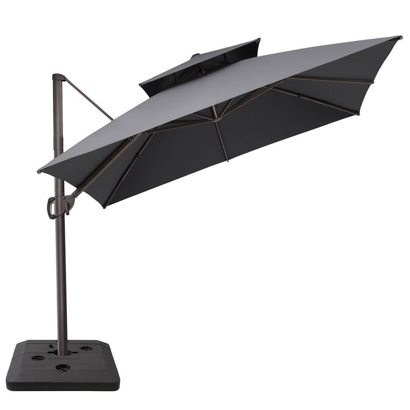 Crestlive Products 11 FT Square Patio Offset Cantilever Umbrella with Base