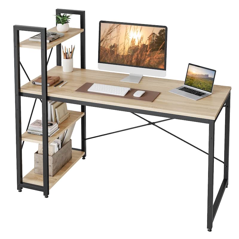 Computer Desk Home Office Computer Desk with 4 Shelves & Hooks