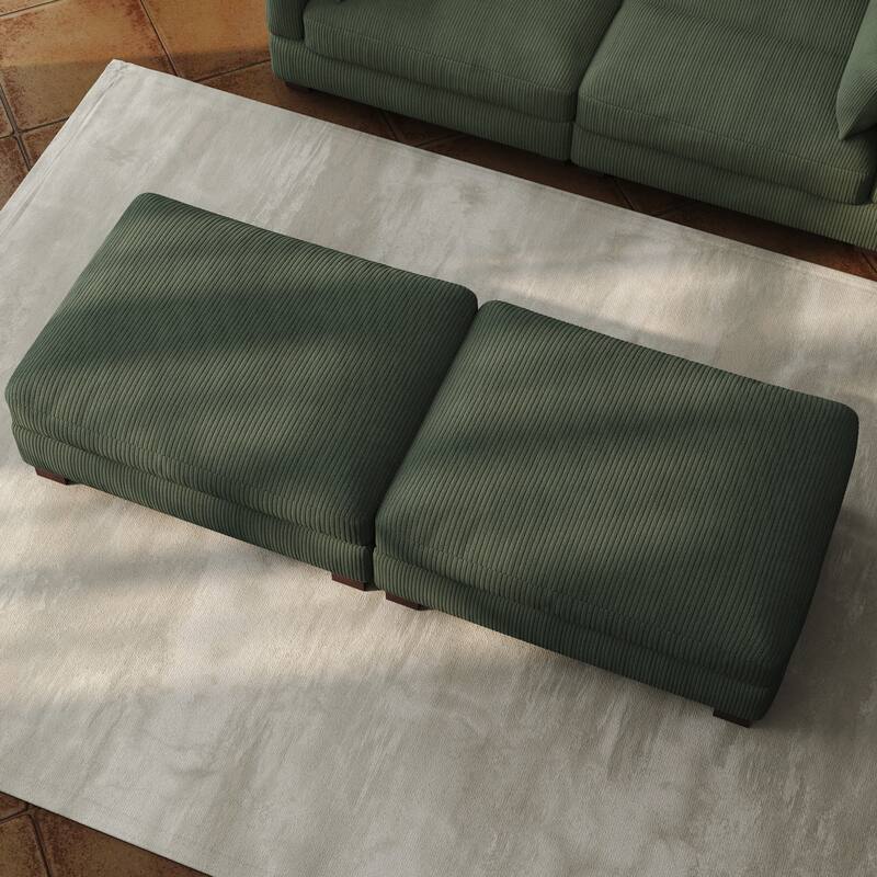 Set of 2 Upholstered Velvet Corduroy Ottoman