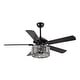 preview thumbnail 7 of 8, 52" Matte Black Modern Crystal Reversible Chandelier Indoor Ceiling Fan with Light and Remote - 52" D x 52" W x 19" H