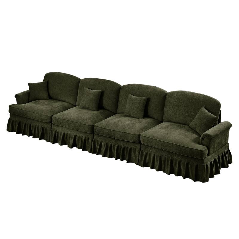 GDFStudio - Elegant Mid Century 4-Seater 137.8" Chenille Sofa with Flared Arms
