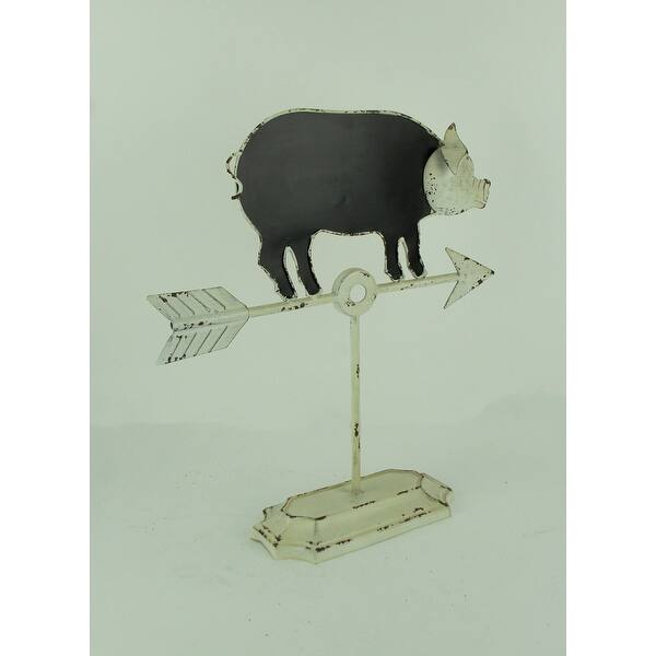 Shop Vintage White Farmhouse Pig And Arrow Standing Chalkboard Sign Overstock 28034112