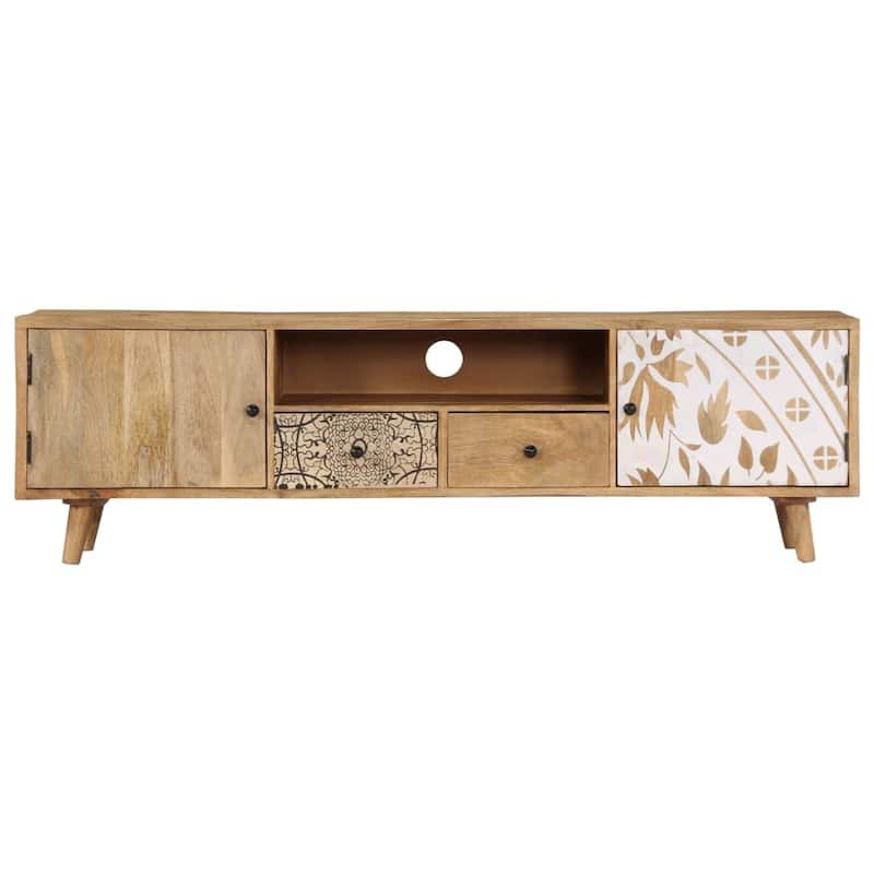 vidaXL TV Stand 55.1"x11.8"x15.7" Solid Wood Mango