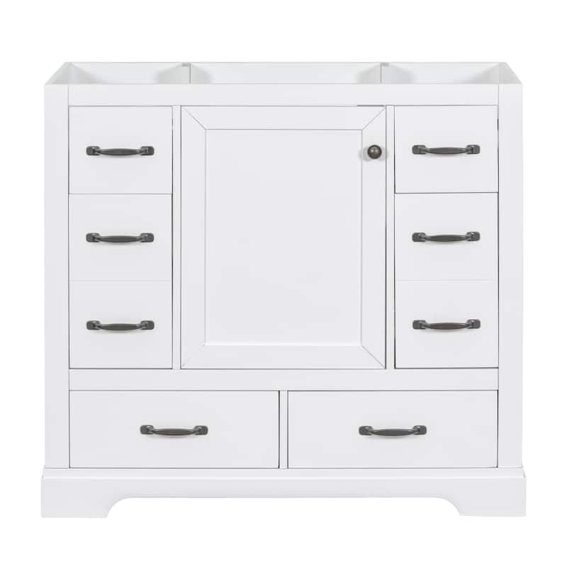 GDFStudio - Avalon 36-Inch Bathroom Vanity Cabinet Base Only, Six Drawers, Multi-Functional Drawer Divider, Painted Finish