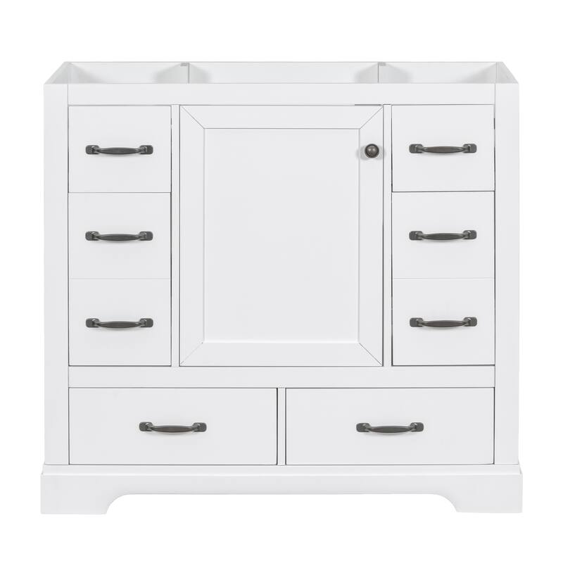 Roomfitters 36" Bathroom Vanity without Sink, Cabinet Base Only, 6 Drawers, Drawer Divider and Adjustable Shelf