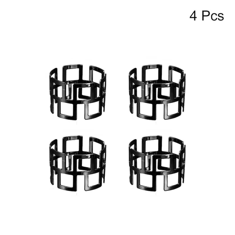 Metal Napkin Rings, 4pcs Hollow Cut Napkin Ring Holder Set, Black - 43mm