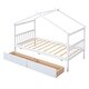 preview thumbnail 8 of 30, Twin Size Wooden House Platform Bed with 2 Drawers, Wood Bed Frame with Roof and Safety Guardrail for Kids Teens Boys Girls