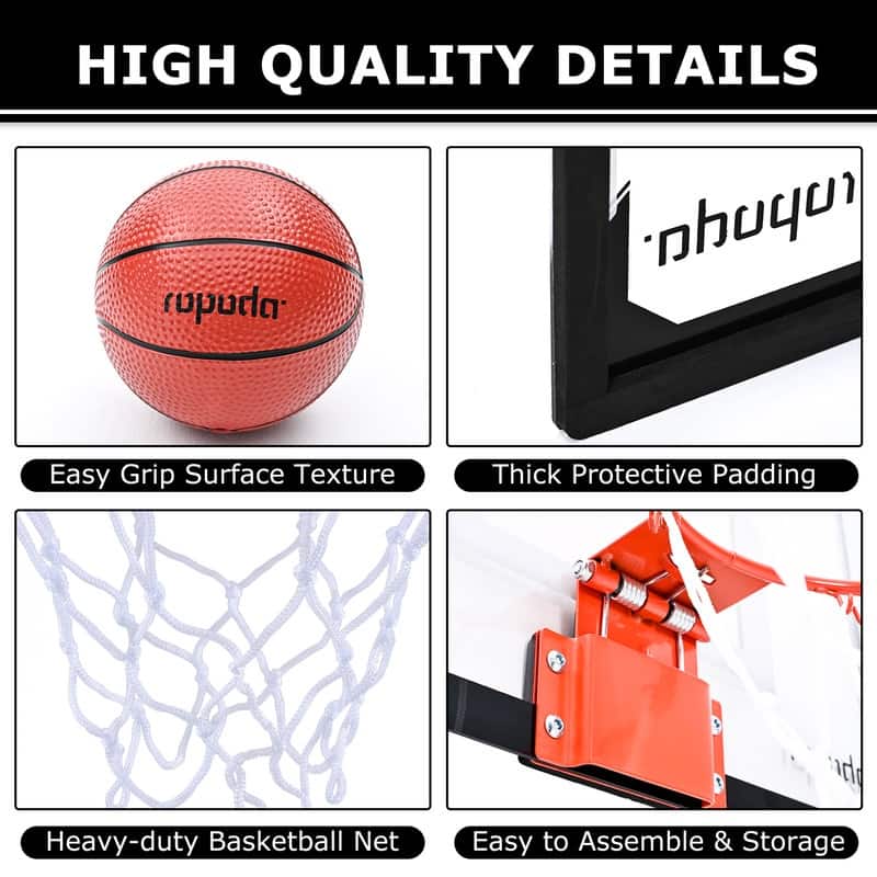 Mini Indoor Basketball Hoop Backboards for Teens & Adults, Mini Hoop for Kids with 4 Balls & Pump