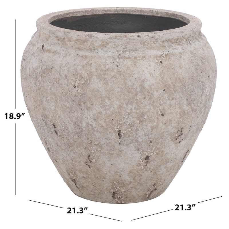 SAFAVIEH Outdoor Patio Furniture Ramsey Large Planter Pot with Drainage - 21"W x 21"D x 19"H