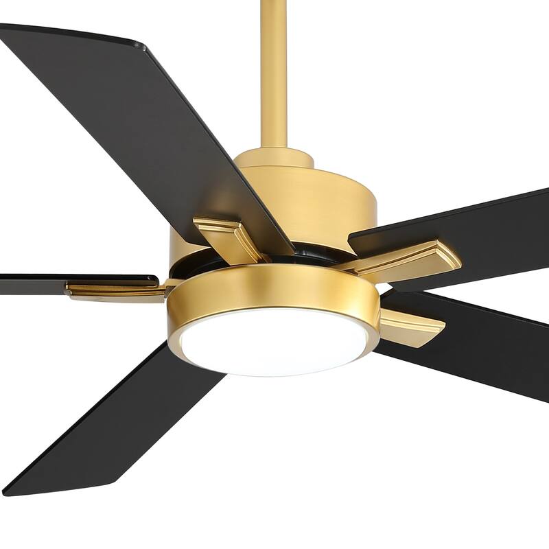 52-IN LED Gold 5 Blade Ceiling Fan with Light Kit and Remote-