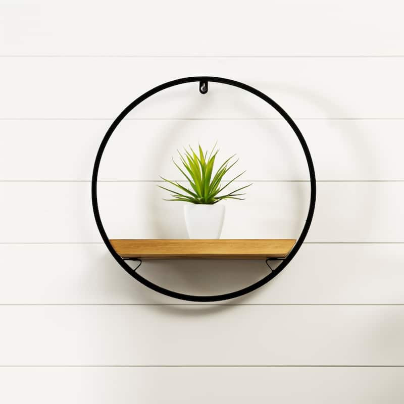 Rustic Circular Shelf - 17.5" - Brown and Black