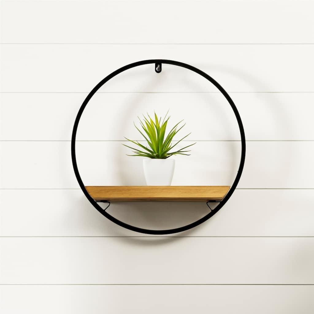 Rustic Circular Shelf - 17.5" - Brown and Black