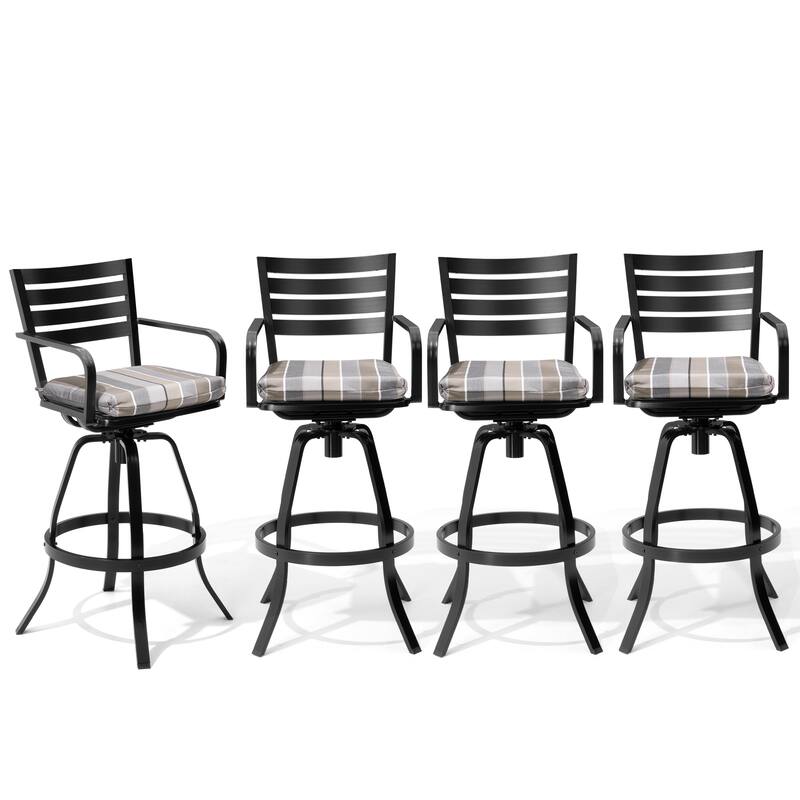 Outdoor Patio Swivel Aluminum Bar Stools Dining Chairs with Sunbrella Cushion - MILANOCHAR - 4-Piece