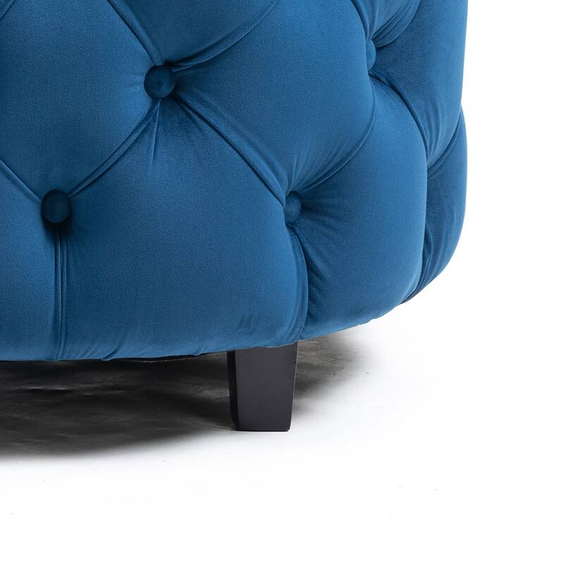 Oversized Barrel Accent Chair with 3 Pillows, Velvet Tufted Upholstered Round Club Chair, Ergonomic Reading Sofa Chair