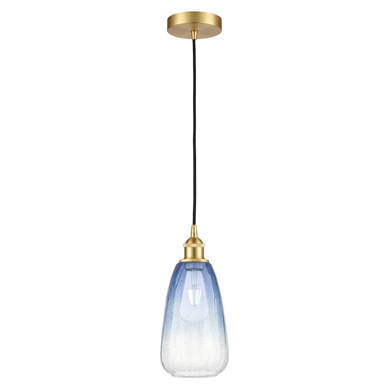 Innovations Lighting Endless Possibilities Edison - Brookhaven Almond - 1 Light 6" Cord Hung Mini Pendant - Satin Gold/Sapphire Blue