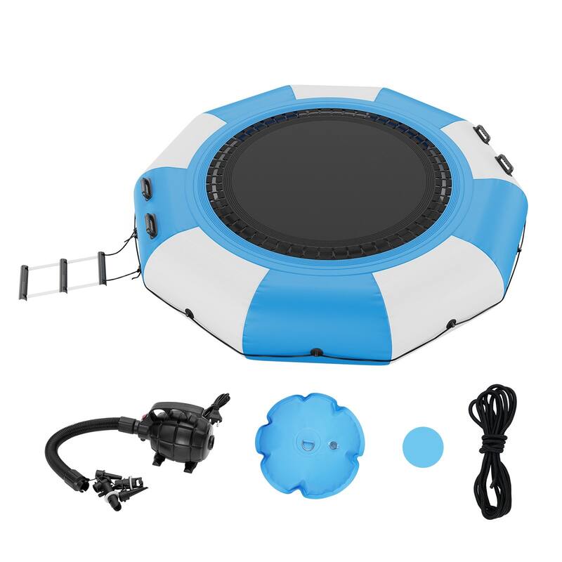 10ft Inflatable Water Trampoline with Ladder and Pump for Lake or Pool