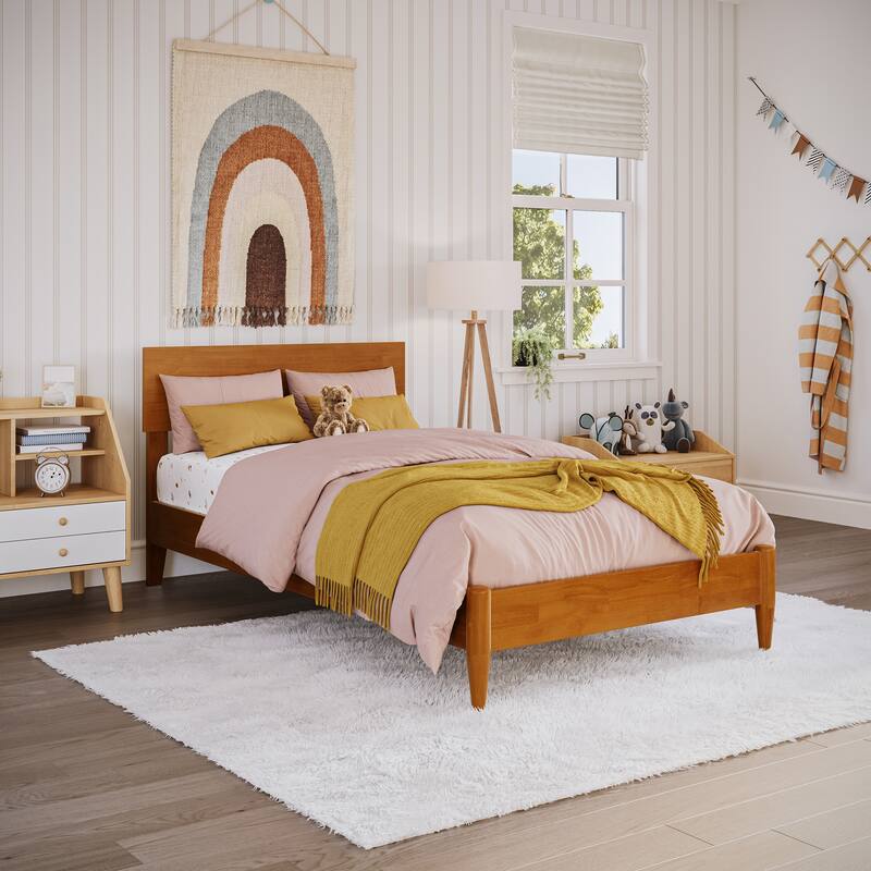 Aria Solid Wood Modern Low Profile Platform Bed - Light Toffee - Twin