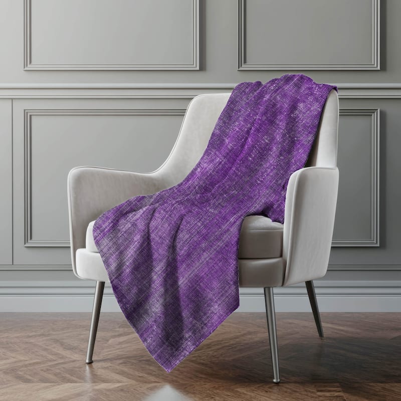 Premium Machine Washable Ombre Solid Sherpa Throw Blanket - Purple - 4'2" x 5'10"