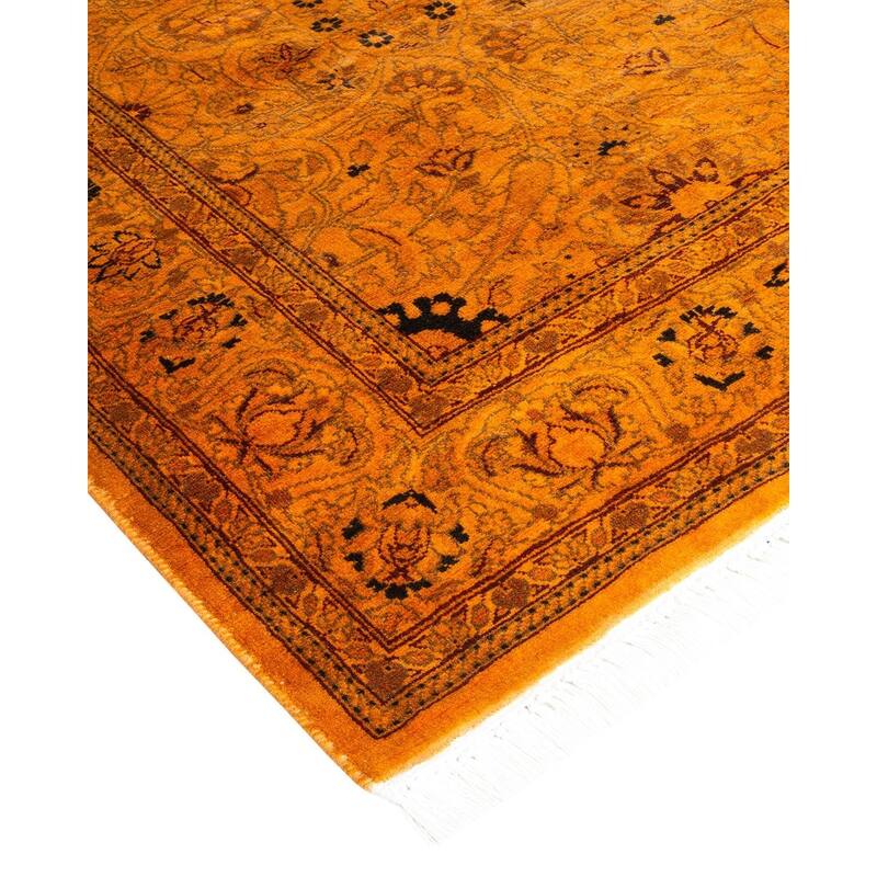 Overton Hand Knotted Wool Vintage Inspired Modern Contemporary Overdyed Orange Runner Rug - 2' 7" x 16' 8"