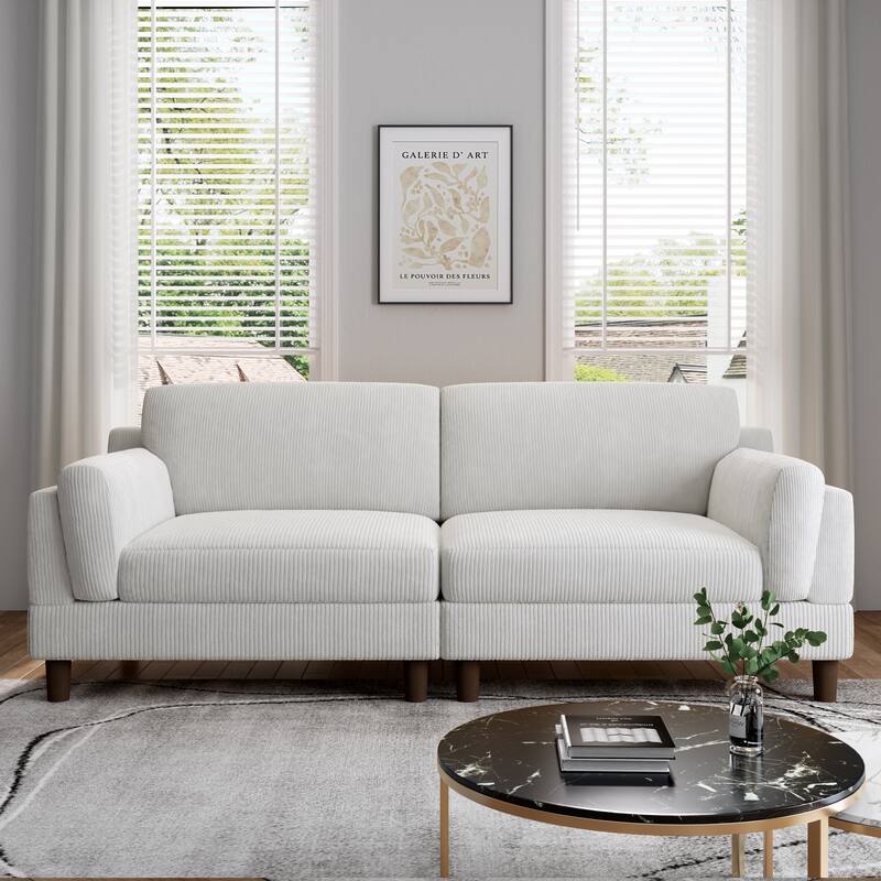 90" Corduroy Sectional Sofa Lounge Sleeper Sofa