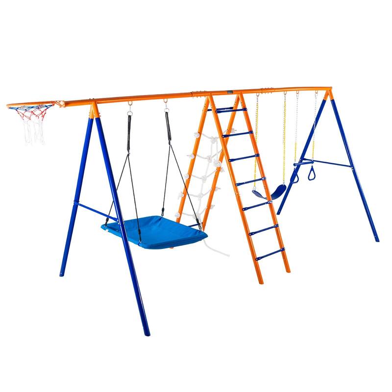 Swing Sets for Backyard 6 in 1 Swing Set 440lbs Capacity Metal Swingset