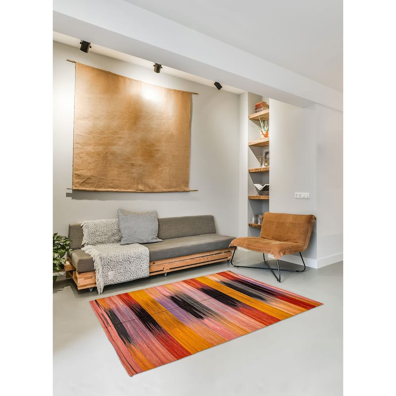 ECARPETGALLERY Flat-Weave Ankara FW Multi Color Wool Kilim - 5'11 x 9'2