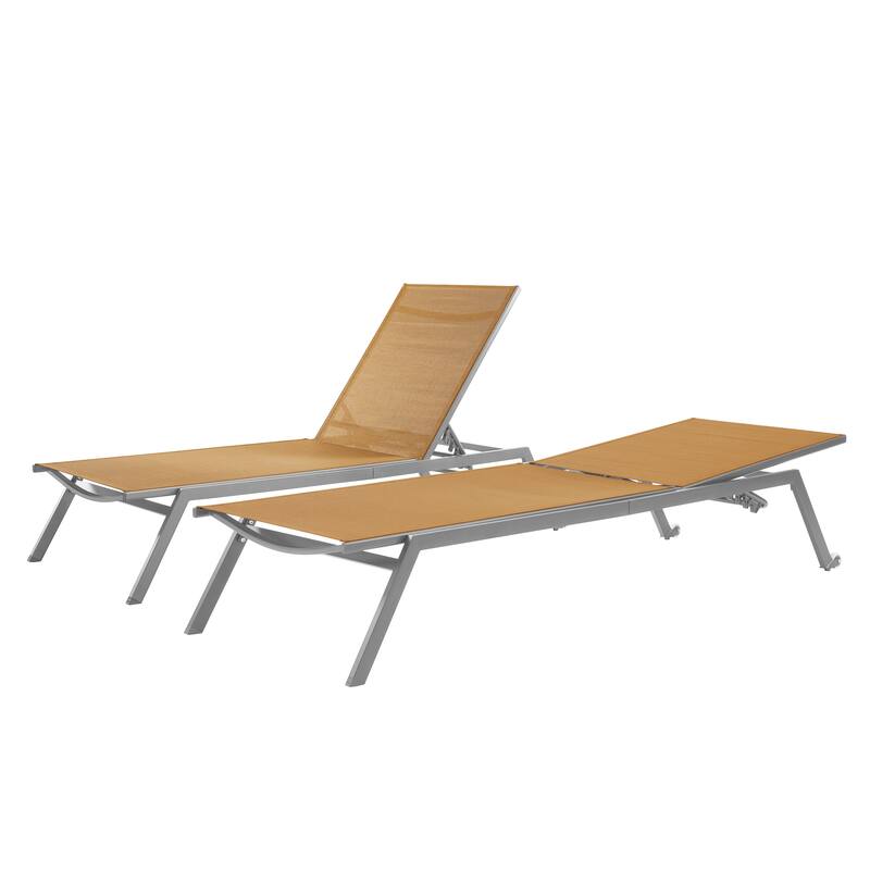 Corvus Torino Adjustable Sling Fabric Patio Chaise Lounge - Orange - 2 Lounges