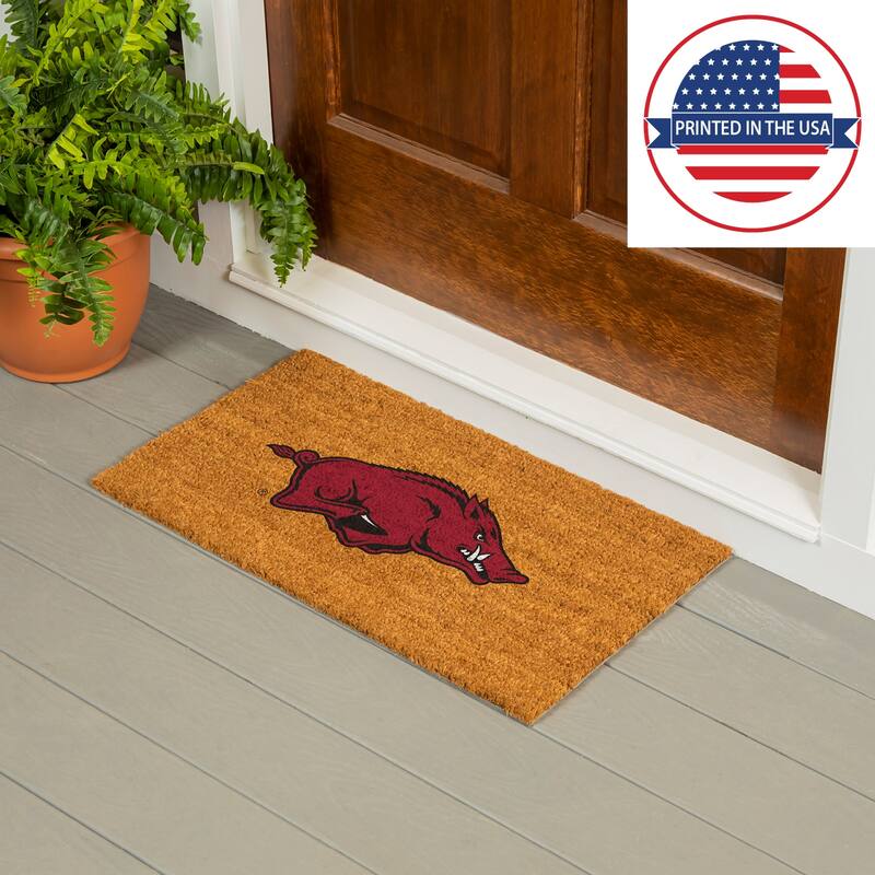 Coir Door Mat, 16"x 28", University of Arkansas - 28" x 16"