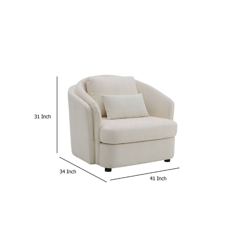 Riku Accent Armchair, 2 Lumbar Pillows, Soft Beige Linen Seating