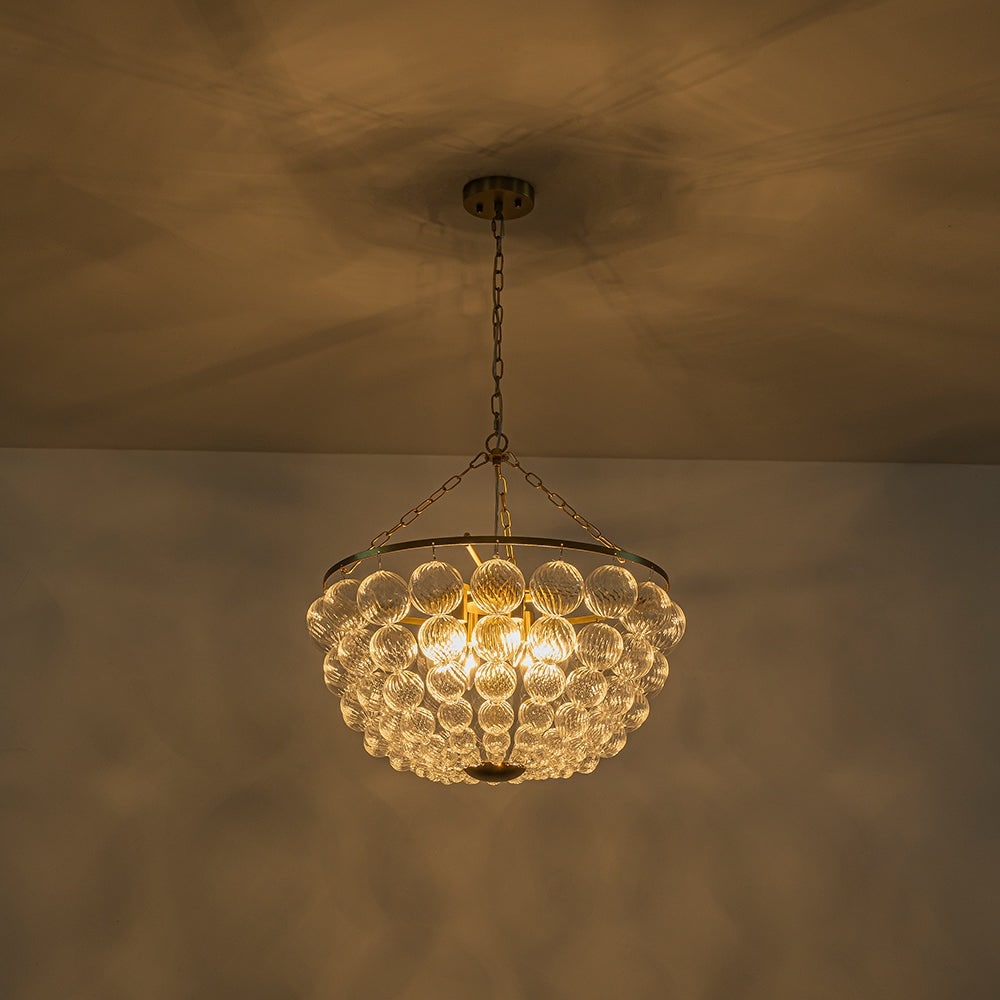 Modern Glam Bowl Twisted Glass Cluster Bubble Chandelier