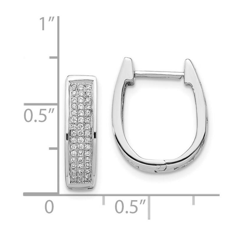 Curata 14k White Gold Diamond Medium Hinged Oval Hoop Earrings - 16x14mm Wide 4mm Thick
