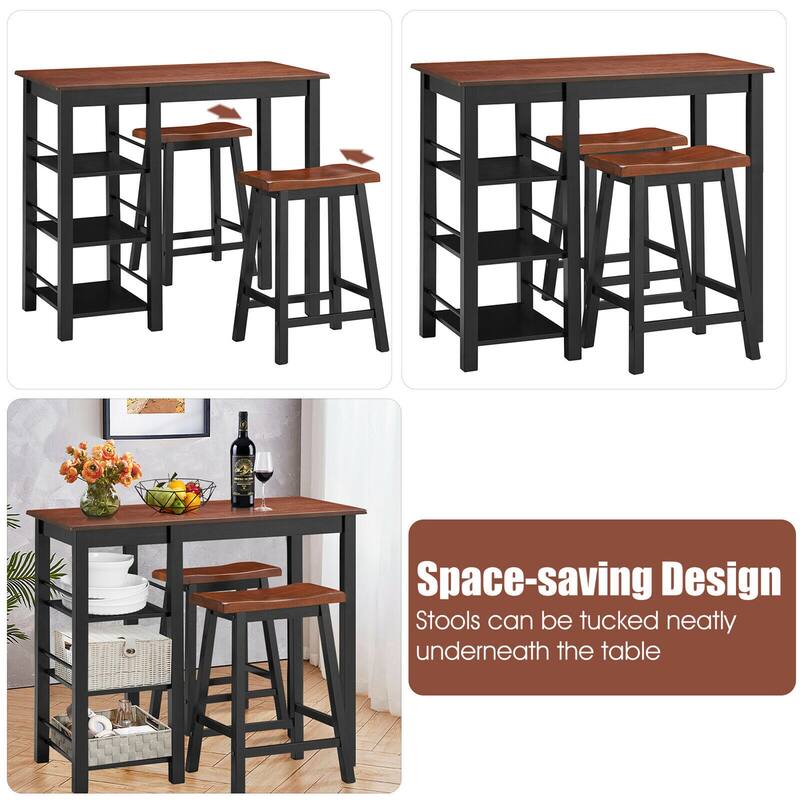 Gymax 3-Piece Counter Height Dining Table Set w/2 Saddle