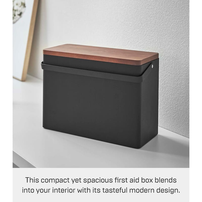 Yamazaki Home Odds-and-Ends Organizer, Steel and Wood - L 5.51 x W 10.63 x H 7.68 inches