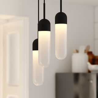 Thalia 3L Contemporary Pendant Light White Pill Glass
