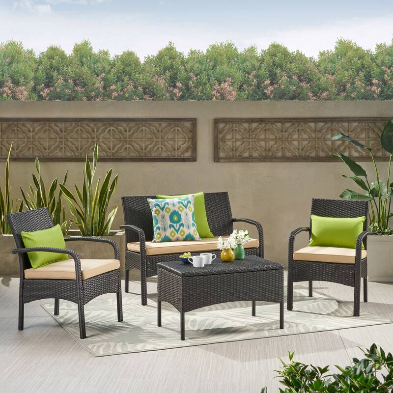 4PC Comfortable Outdoor Chat Set for Relaxing and Socializing