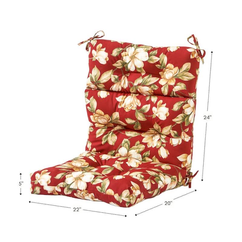 Roma Floral 22-in x 44-in Outdoor High Back Chair Cushion (Set of 2) (Cushions Only)
