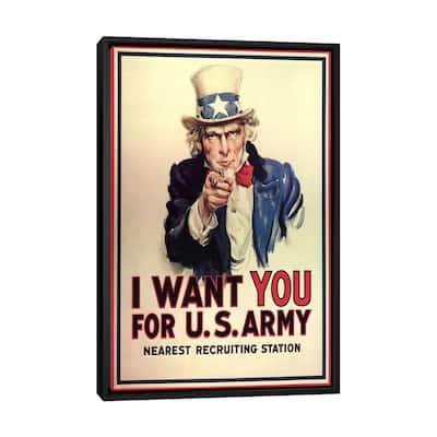 iCanvas "Uncle Sam- I Want You Vintage Poster, J. M. Flagg" by j. M. Flagg Framed Canvas Print