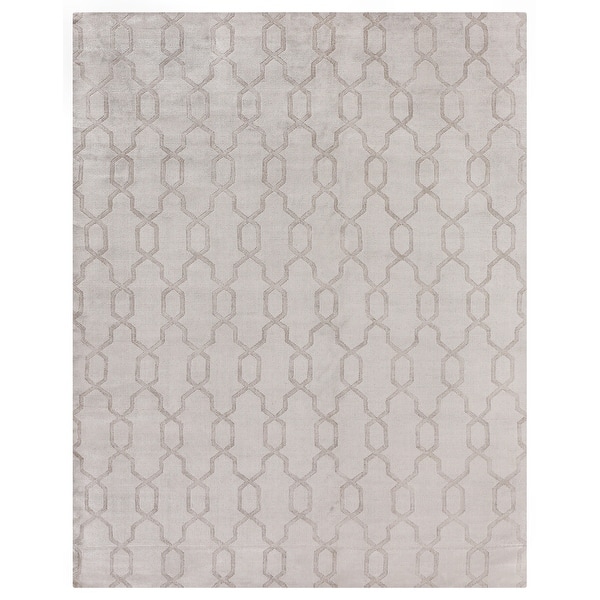 Samara handloomed Bamboo Silk Light Silver Area Rug - Bed Bath & Beyond ...