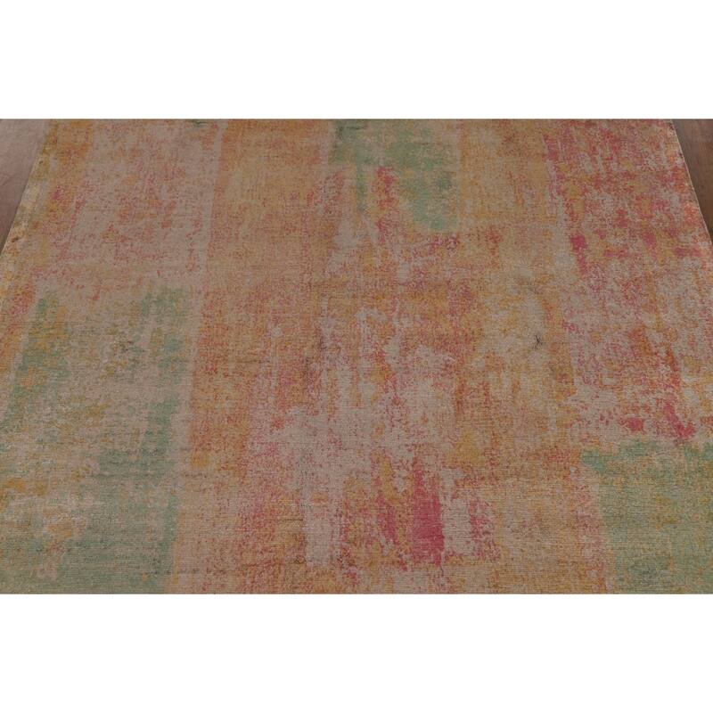 Contemporary Area Rug Hand-Knotted Multi-Color Abstract Wool Carpet - 6'9" x 9'10"