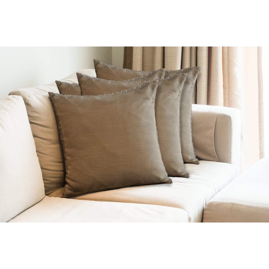 Guapo Set of 4 Contemporary Solid Cotton Throw Pillow Covers, 22" x 22", 4 PCS (Covers Only) by Sevita