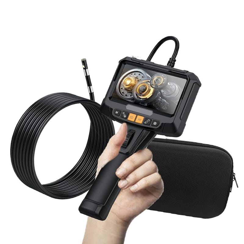Single Lens Tube Borescope 1080P HD Lens, 5-inch IPS Screen - N/A - Black