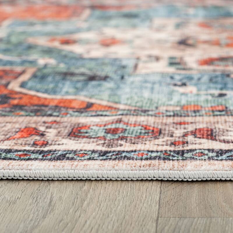 World Rug Gallery Transitional Medallion Washable Non Slip Area Rug