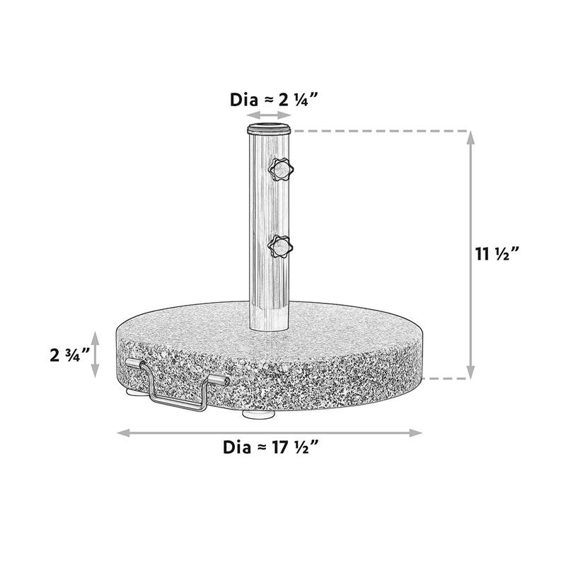 66LBS ROUND GRANITE UMBRELLA BASE with WHEELS and HANDLE in GRAY