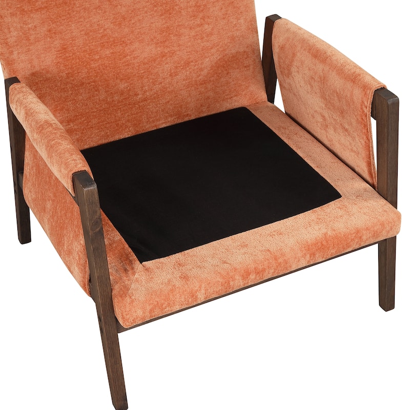Mid-Century Velvet Accent Chair, Modern Leisure Chair with Solid Wood Leg and Thick Seat Cushion for Living Room, Bedroom